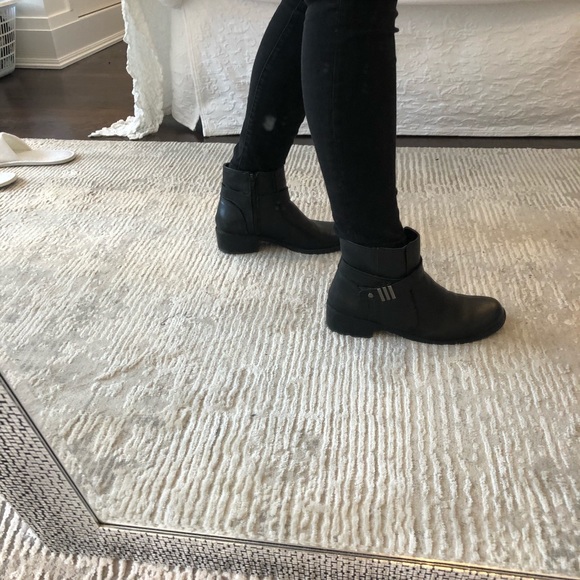 Black leather moto booties - Picture 2 of 8